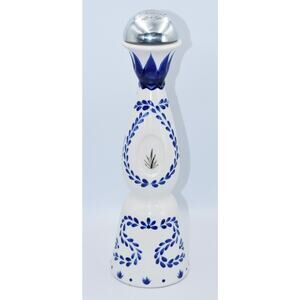 Clase Azul Reposado Art Pottery Hand Painted White & Blue Decor Bottle